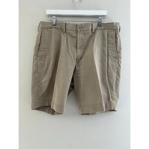 Polo Ralph Lauren Khaki Chino Golf Shorts Flat Front Size 38 SG